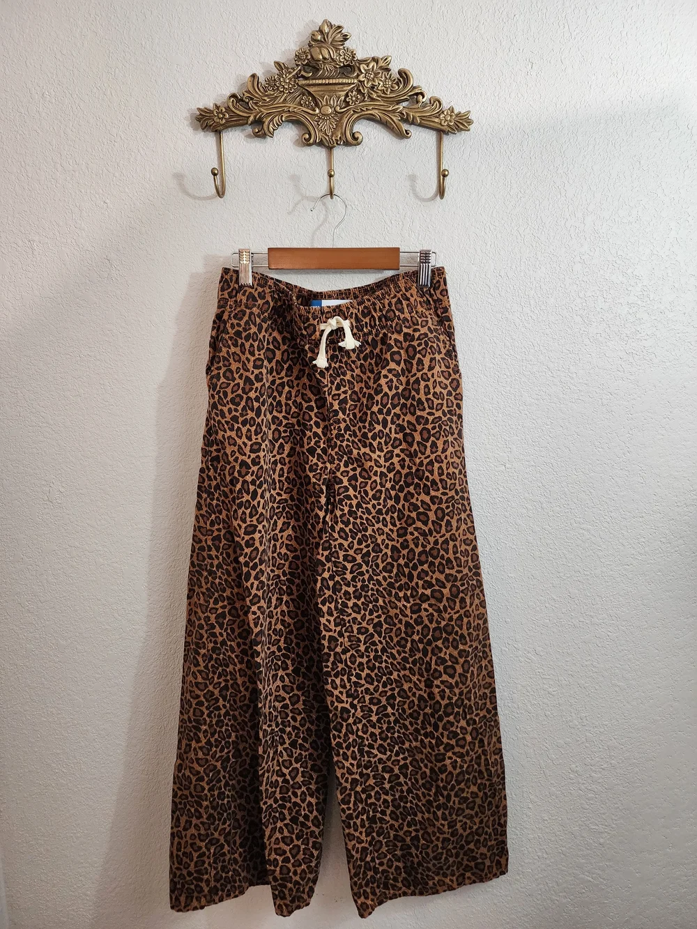 Old Navy Girls High-Rise Baggy Wide Leg Pants Leopard Print XL 14-16